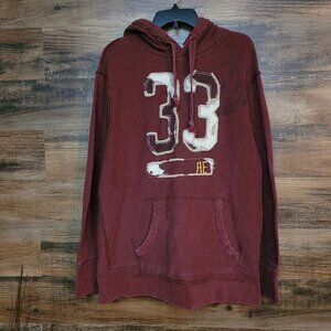 Vtg American Eagle Logo Fleece Hoodie Size L Vintage Wash Burgundy Streetwear